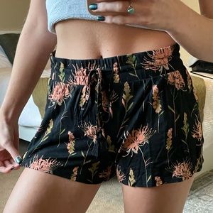 Comfy Target PJ shorts, size medium, black and floral flowy shorts